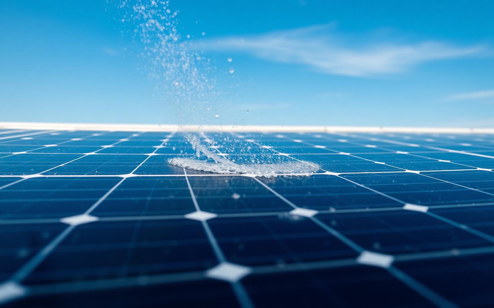 Solar panels being cleaned
